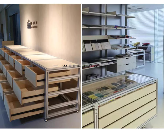 頂天立地洞洞板海洋板層架鋁合金型材玄關隔斷陳列展示櫃子斗櫃